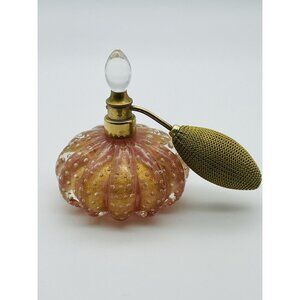 DeVilbiss Pink Controlled Bubble Aventurine Perfume Bottle With Atomizer